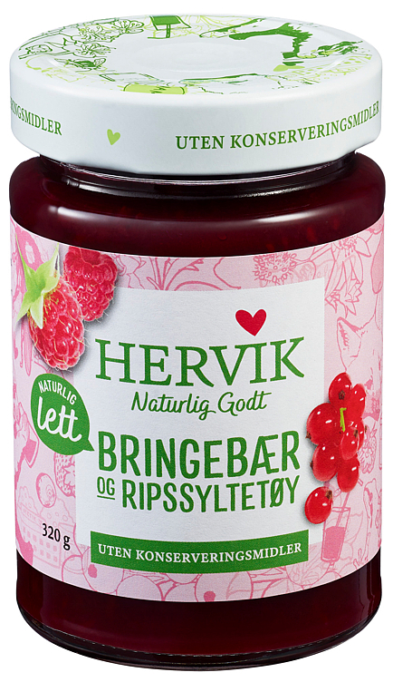 Lett bringebær/ripssyltetøy   320g