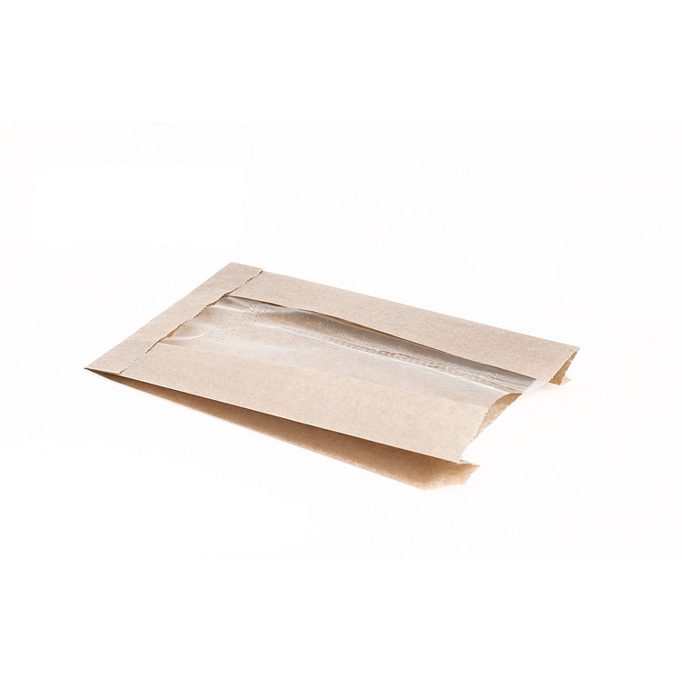 Papirpose brun m/vindu 14x5,5x23cm     500stk
