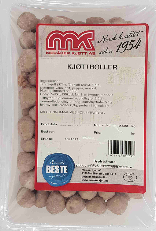 Kjøttboller kokte      500g