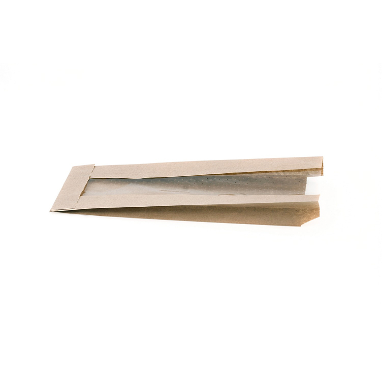 Papirpose brun m/vindu 10x4x28cm    500stk