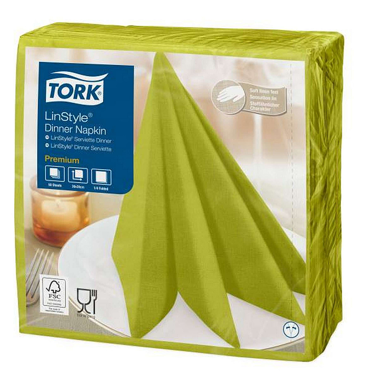 Middagsserviett linstyle pistasj 39cm 4f   50stk