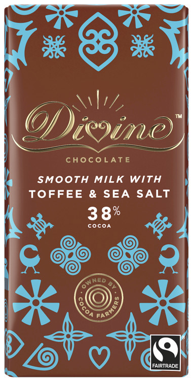 Milk chocolate with toffee & sea salt fairtrade    90g