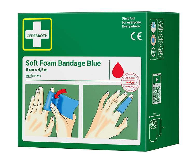 Soft foam bandage blue 4.5m   10stk