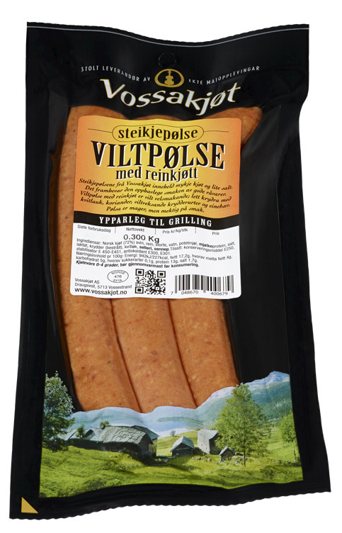 Steikjepølse viltpølse med reinkjøt   300g