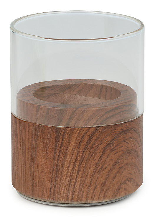 Telysholder neat wood dark 70x61mm   stk