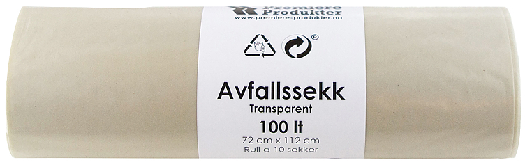 Plastsekk transparent 72x112 100l   25rl