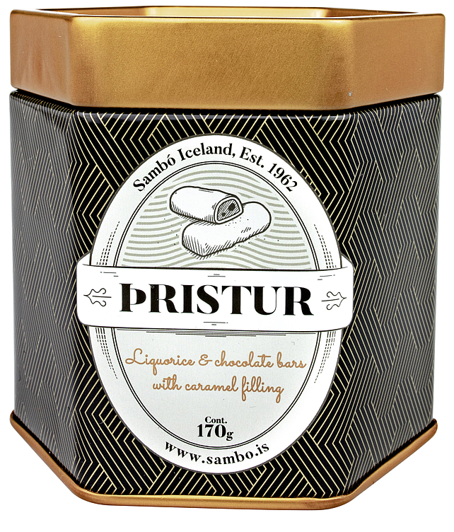 Pristur milk chocolate w/caramel & liquorice pieces   160g