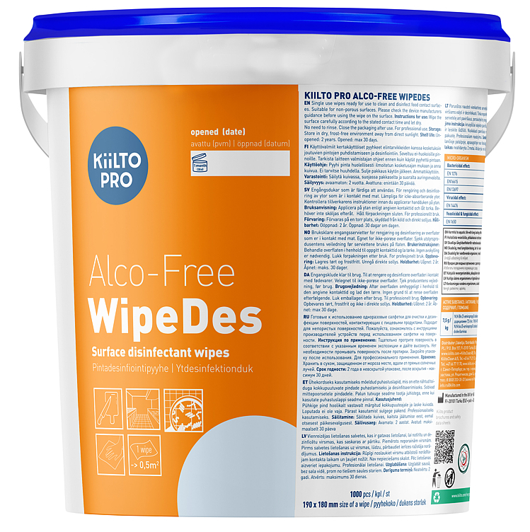 Alco-free wipedes  1000stk