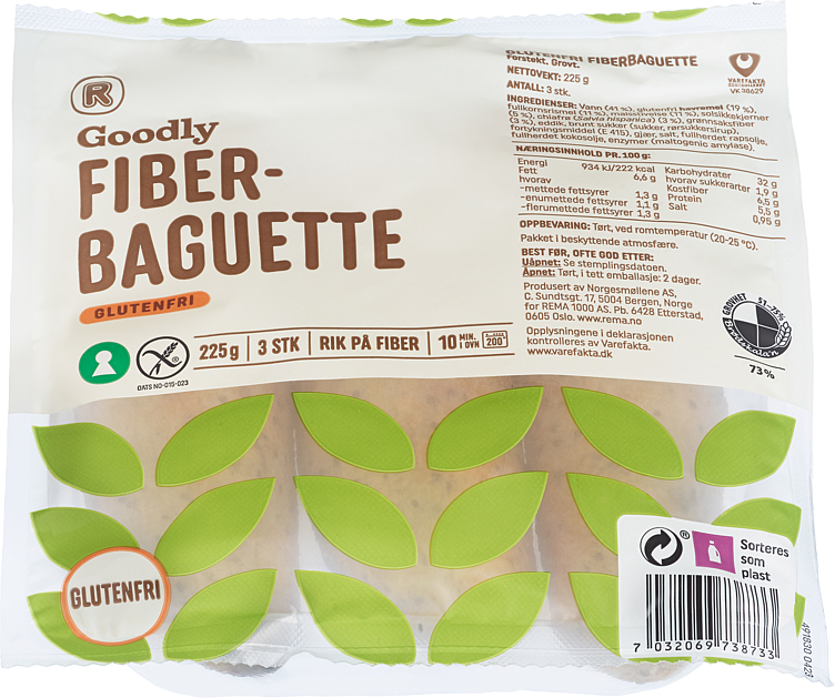 Fiberbaguette glutenfri 3x75g