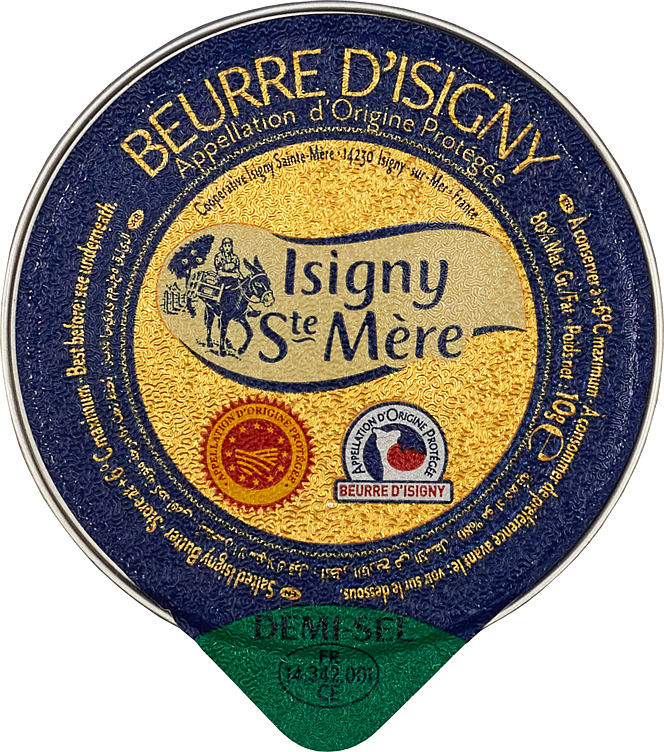Kuvert-smør, aop isigny, demi-sel  10g