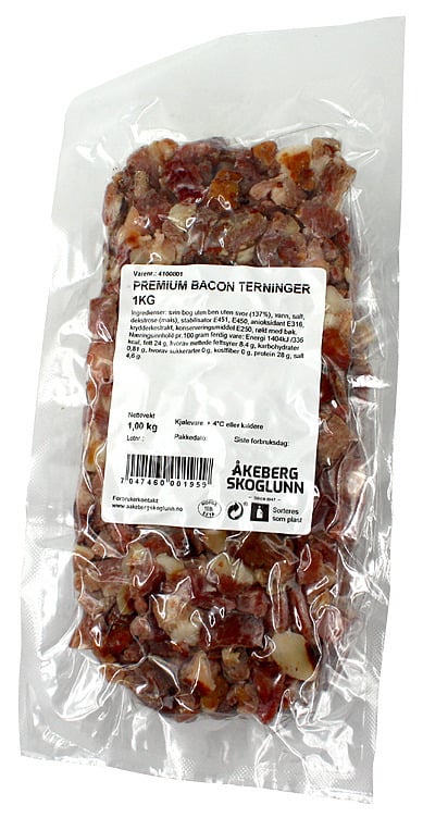 Premium bacon terninger  1kg