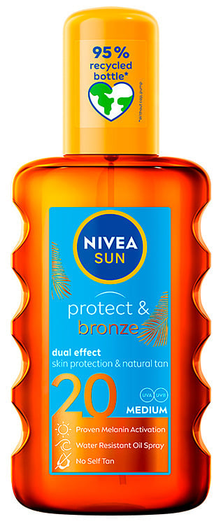 Nivea sun protect & bronze oil spray spf 20  200ml