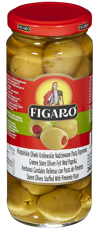 Oliven grønn m/paprika store 340g