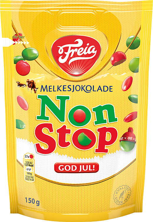 Non stop melkesjokolade "jul" pose 150g