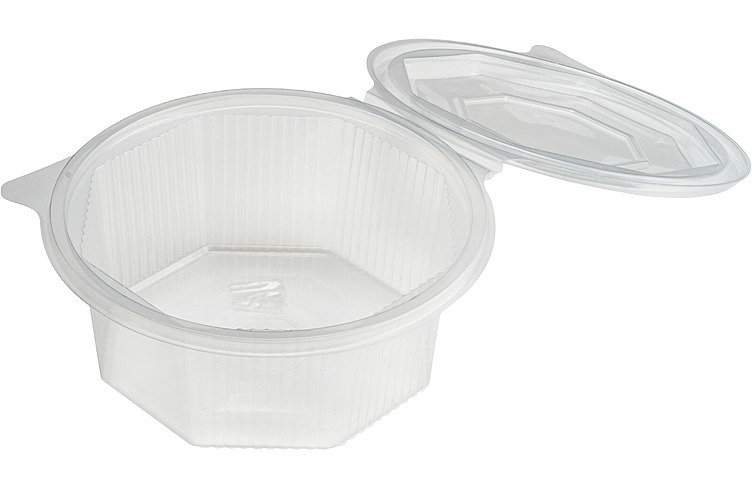 Salad beaker w/hinged lid transp. 500ml  400pce
