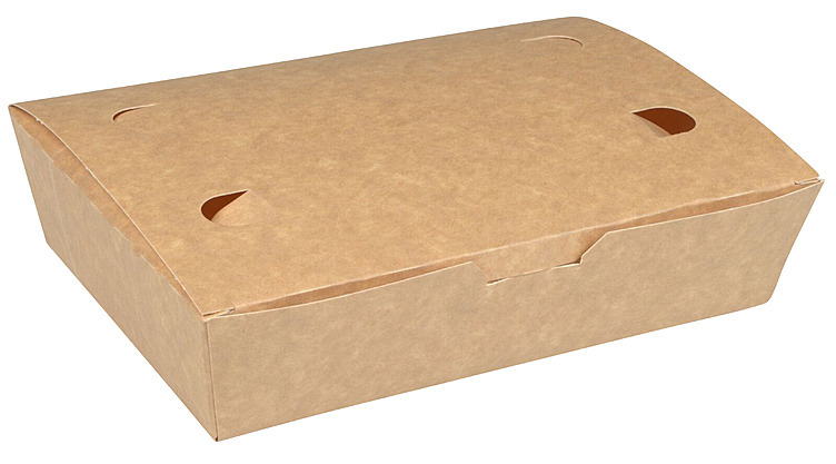 Takeaway boks brun 1400ml papp hengslet lokk  100stk