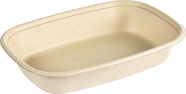 Skål rektangulær bagasse fiber brun pbat 1200ml   40stk