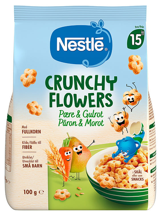 Crunchy flowers snack pære gulrot 15mnd  100g