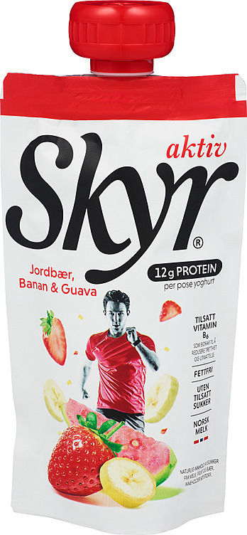Q skyr aktiv jordbær, banan & guava pose  125g