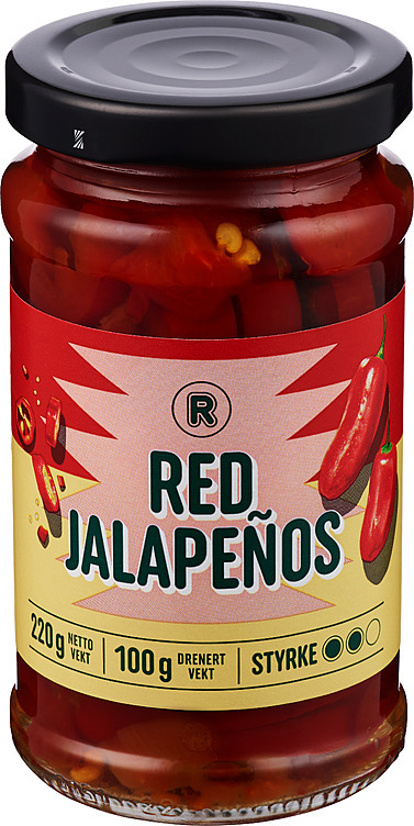 Jalapeñons rød i skiver  220g