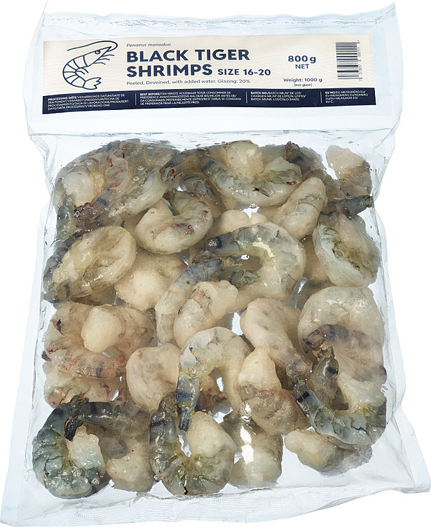 Black tiger scampi pd 16-20, 20% glasering  1kg