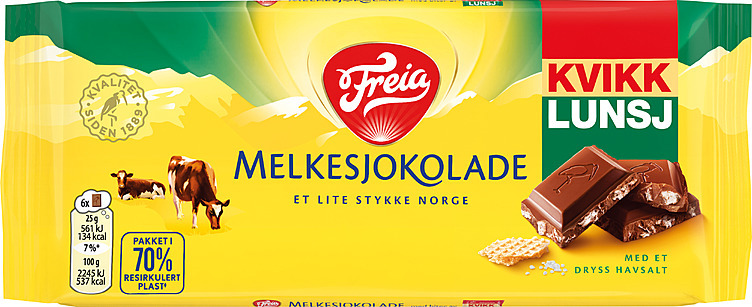 Melkesjokolade med kvikk lunsj  100g