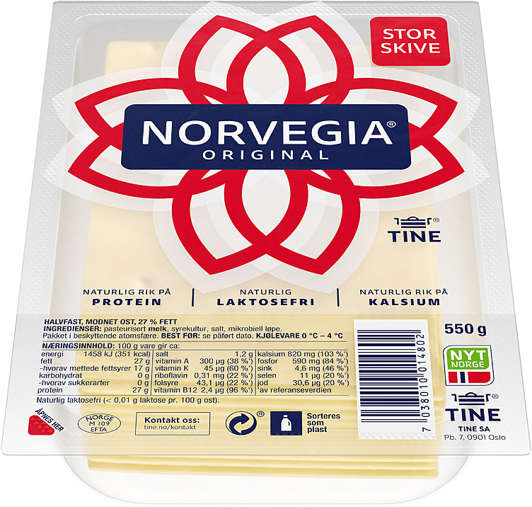 Norvegia 27% stor skive   550g