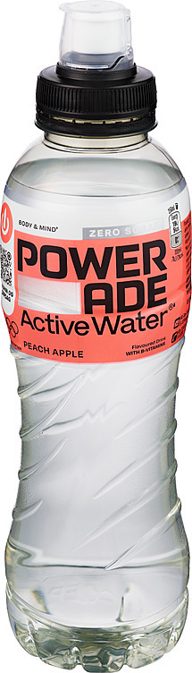 Powerade active water apple peach flaske  12x0,5l