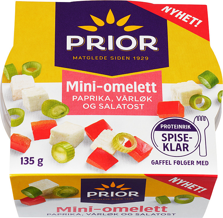 Miniomelett paprika og salatost  135g