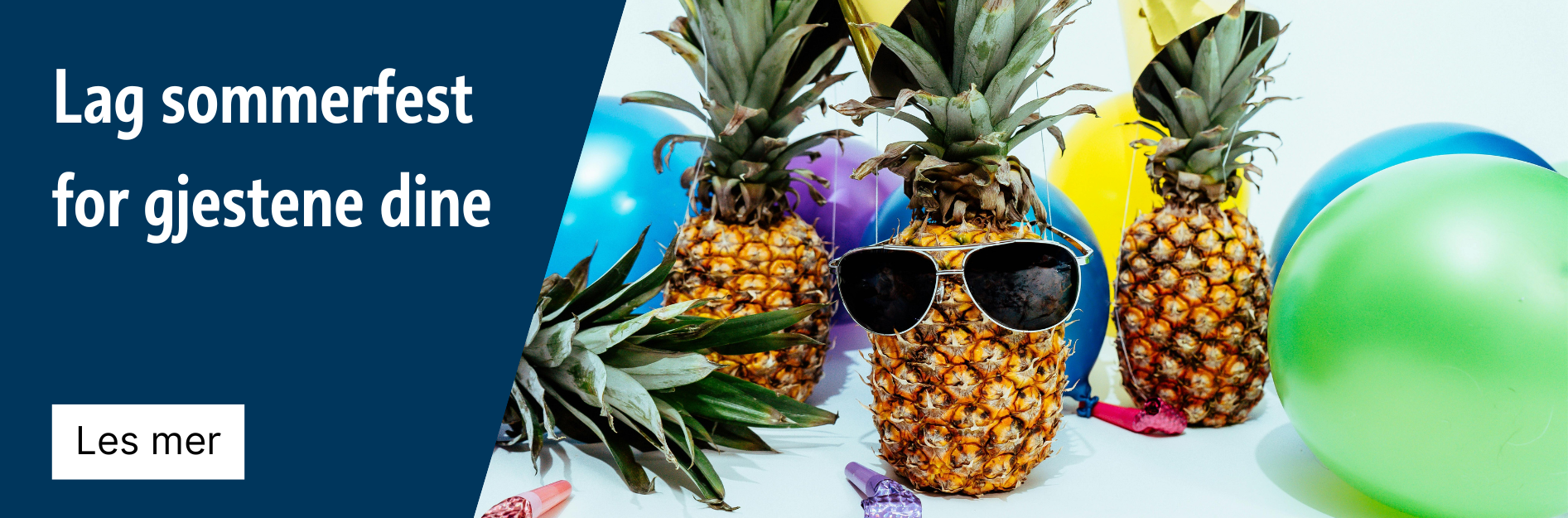 Ananas med solbriller og ballonger