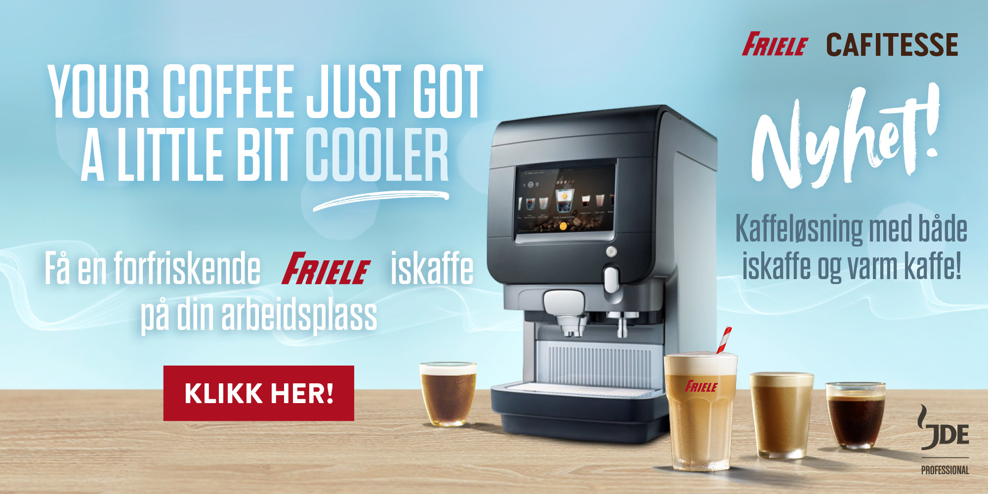 En verdensnyhet – det har aldri vært så enkelt å få iskaffe på arbeidsplassen!